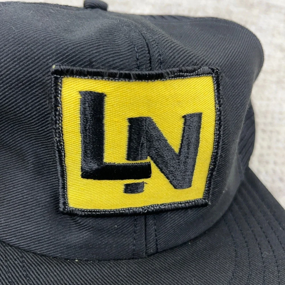 Vintage L&N Railroad Trucker Hat Cap Made In USA Railway Black‎ 80s Patch Trains